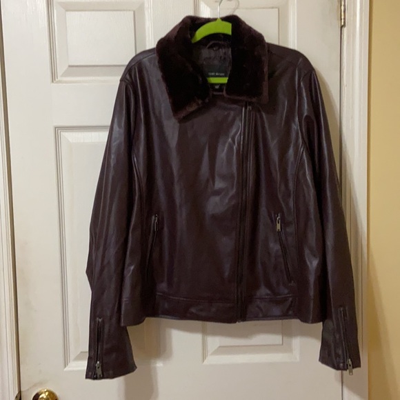Faux-Leather Moto Jacket Removable Faux-Fur Collar - Picture 3 of 7